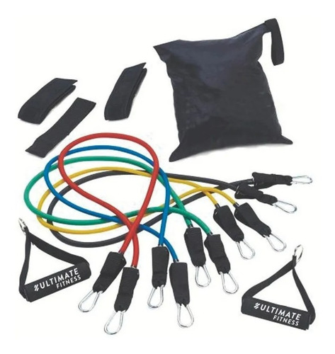 Imagen 2 de 3 de Set Bandas Elásticas De Resistencia 11 Piezas Latex Fitness