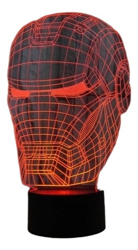 Luminaria 3d Led 16 Cores Homem De Ferro Quarto Decoração Cúpula Diversas Estrutura Preto