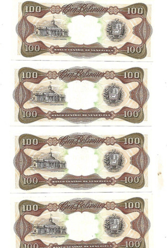  Billetes 100 Bolívares 2 Consecutivos Mayo-19-1990 Nuevos
