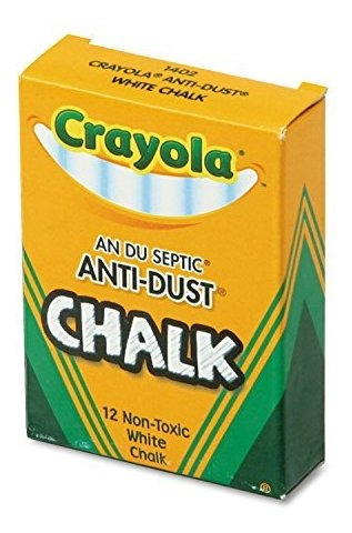 Crayola Anti-dust Chalk; No Tóxico, Blanco, 12 Palos; No.