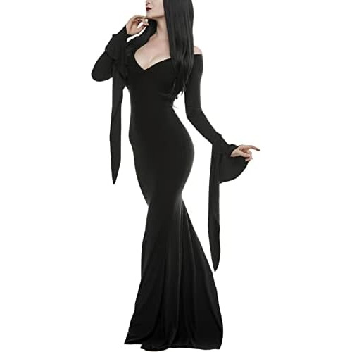 Disfraz De Morticia Addams Mujeres, Vestido De Bruja Gã...