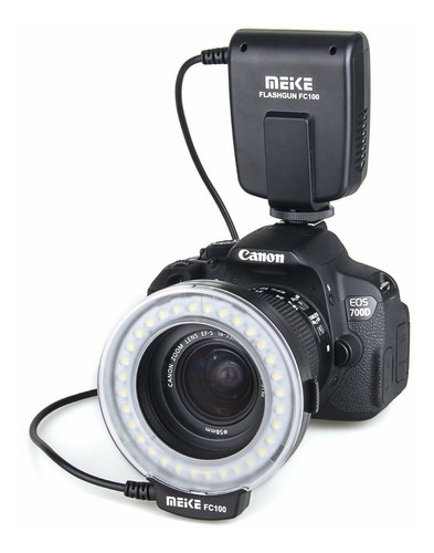 Flash Led Macro Fc100 Canon Y Nikon Con Adaptadores 