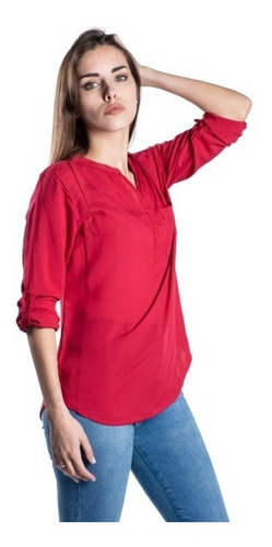 Blusa Camisola De Mujer De Fibrana Manga Larga A 3/4