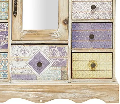 Deco 79 Joyero Rectangular De Madera, 18 X 6 X 16, Marrón Cl