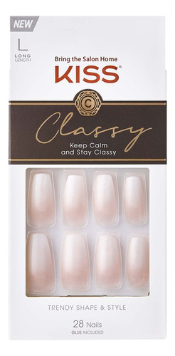 Uñas Postizas Kiss Classy Glue Included Tamaño L X28