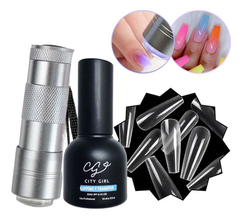 Kit Soft Gel X240 Tips Kapping Mini Linterna Uv Led Manicura