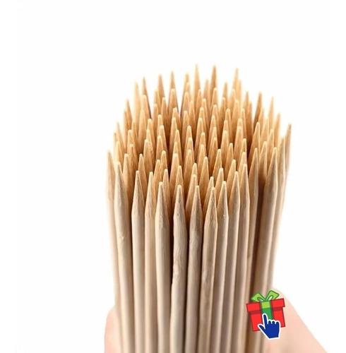Imagen 4 de 5 de Palitos Madera Brochette 25cm X 1000 Pinches Duros Brocheta