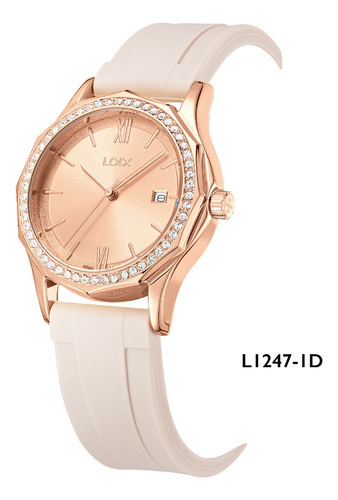 Reloj Mujer Loix®  L1247-1 Beige Con Oro Rosa, Tablero Rose