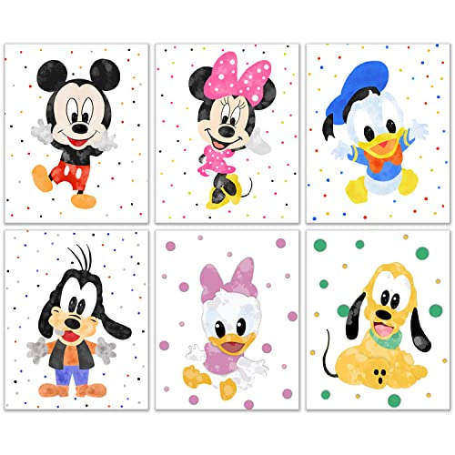 Mickey Mouse Nursery Wall Decor Set De 6 (8 Pulgadas X ...