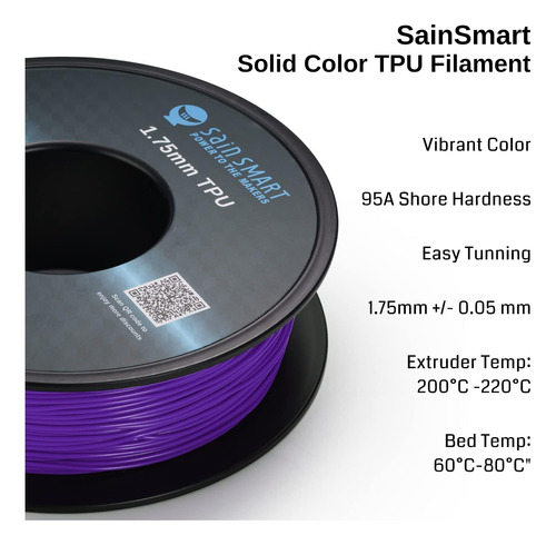 Filamento De Impresión 3d De Tpu Flexible Sainsmart, 1.75 Mm