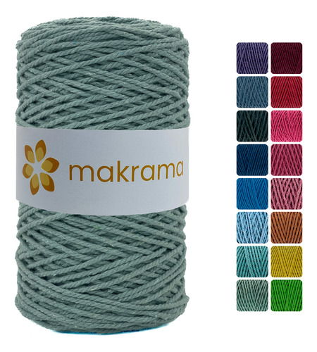 Cuerda Cordón De Algodón Para Macramé 2mm 500g Colores Color Verde Palido