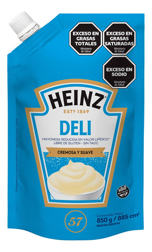 Heinz Mayonesa Light Dp 850g Deli Cremosa Y Suave - Pack X 6