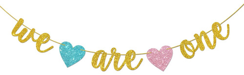 Helewilk Gold Glitter We Are One Banner, Decoración De Fiest