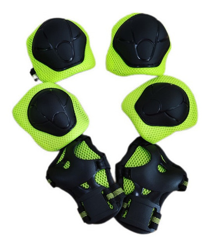 Imagem 2 de 7 de Kit Capacete Cotoveleira Joelheira Infantil Bike Skate Verde