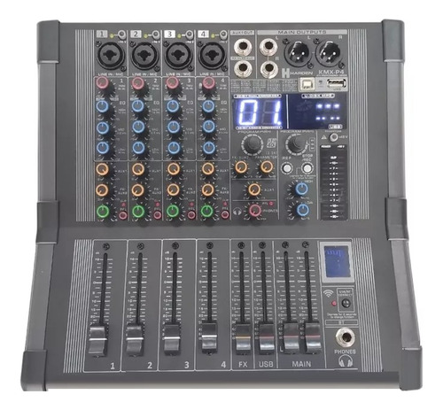 Mixer Para Dj Amplificada De 4 Canales Harden Kmx-p4
