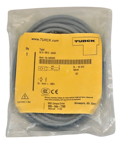 Turck Ni4-m12-ad4x Sensor Inductivo 4405200 Cable 2 M