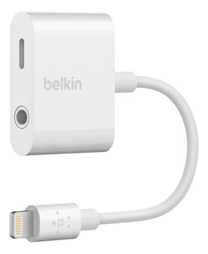 Adaptador de áudio Belkin 3.5 e carregador Rockstar branco