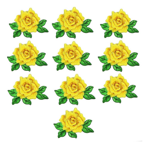 10 Piezas 3d Rosa Bordado Parche Flor Coser Parches Costura 