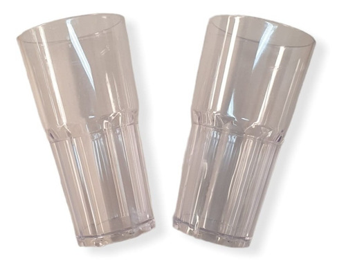 Vasos Plásticos Trago Largo Facetado Cristal 410 Cc (x 24 U)