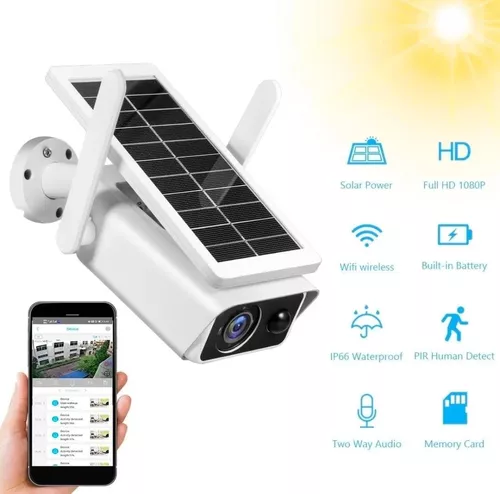 Cámara De Seguridad Solar Aire Libre 1080p Hd Micro Sd 2mp