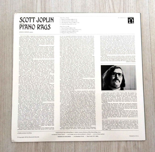 Vinilo Scott Joplin, Joshua Rifkin - Piano Rags (1ª Ed. (Usado)