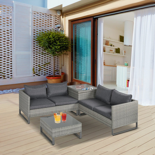 Juego De 4 Muebles Para Patio Trasero Y Terraza Con