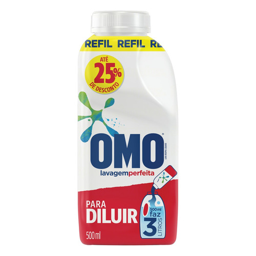Sabão Líquido Concentrado Omo Lavagem Perfeita - Refil 500ml