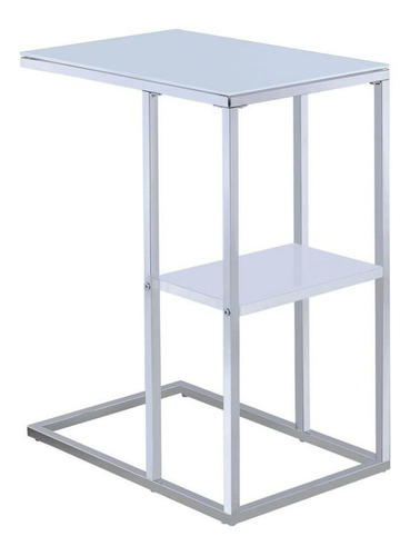 Imagen 3 de 4 de Mesa De Servicio Moderna, Mesita De Cristal Blanca