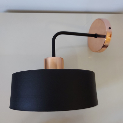 Imagen 6 de 8 de Aplique Pared Chapa Negro Diámetro 20 1 Luz Iluminacion