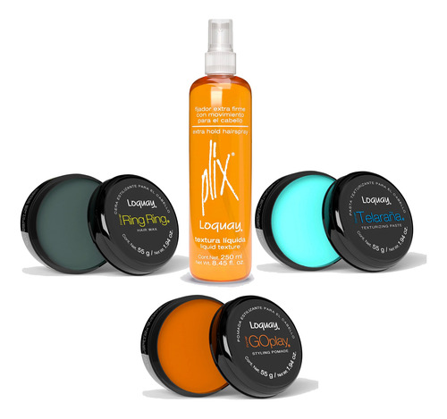 Set Fijadores De Cabello, Plix, Pasta, Pomada Y Cera Loquay