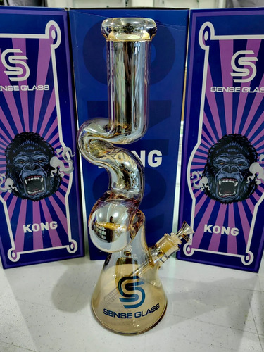 Bong Sense Glass 17 Kong Pipa De Agua Electrochapeada Zigzag