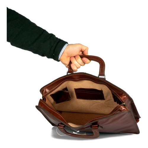 Imagen 5 de 6 de Portafolio Cuero Vacuno Bolso Oficina Maletín Elegante