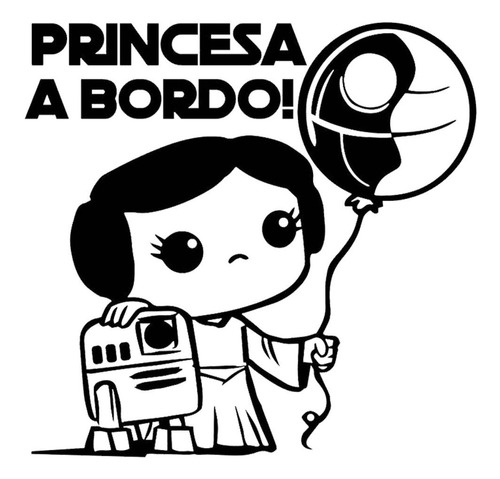 Calco Princesa A Bordo Star Wars Auto Tuning Decoración 