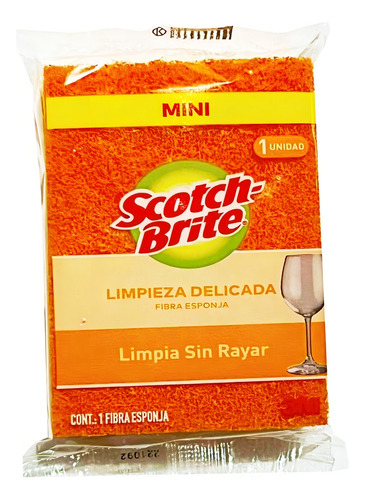 Fibra Esponja Scotchbrite Limpieza Delicada Sin Rayar Color Naranja