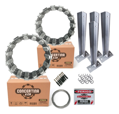 25 Metros Concertina Cerca 45 Cm + Kit Instalação   