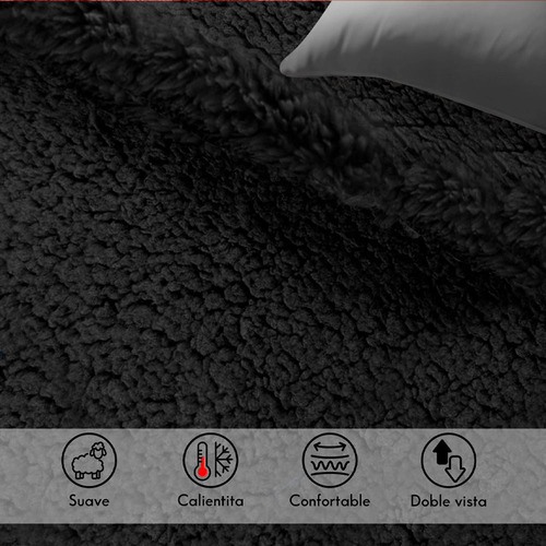 Cobertor King Size Doble Vista Negro Gris Ultra Suave Calido