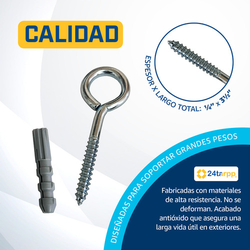 Kit 4 Armella 3 1/2 Uso Rudo Kit Instalacion Malla Sombra