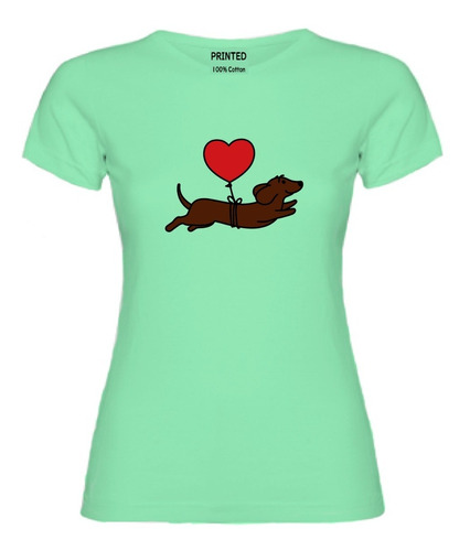 Polera Estampada Mujer Perrito Dachshund Globo