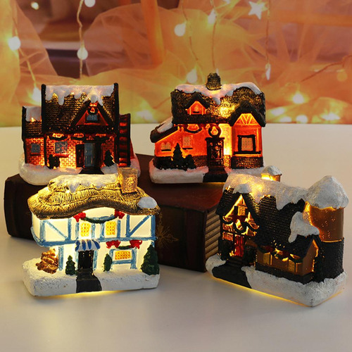 Escena Navideña Casa Led Pueblo Casa De Muñecas H Pequeña