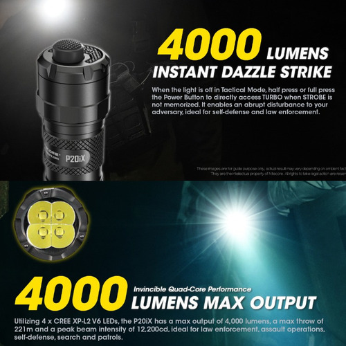 Nitecore P20ix Linterna De Luz Fuerte 4000lm Táctica Flash