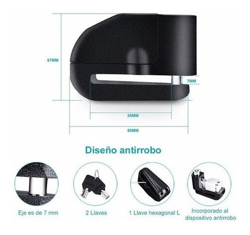 Dispositivos Antirrobo para Motos Bicicletas Lock Sin Claves Bloqueo de Disco con Inteligente App Candado de Disco con Alarma 110dB 