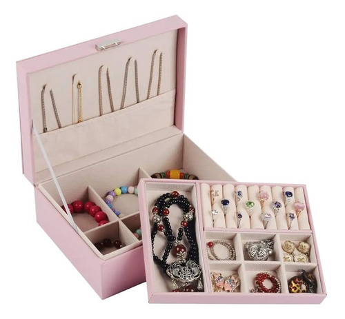 Imagen 1 de 8 de Joyero De 2 Niveles, Estuche Joyas, Joyeria Gran Capacidad.