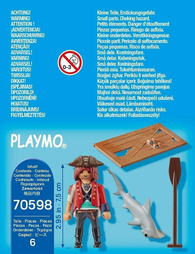 Imagen 6 de 6 de Playmobil Pirata Con Tiburon Martillo Special Plus 70598 Ed