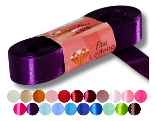 Fita De Cetim 15mm N°3 Rolo De 10 Metros Seda- Cores Cor Violeta