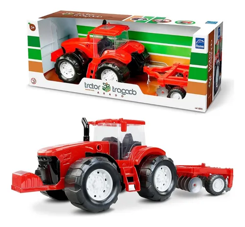 comprar Miniatura Brinquedo Trator Grande Arado Traçado Fazendinha