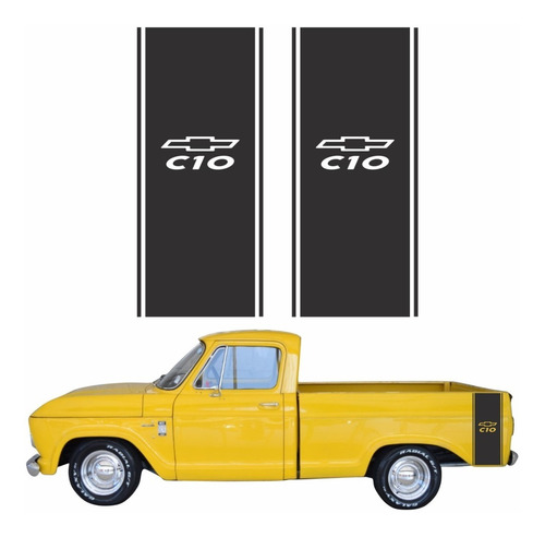 Par Adesivos Lateral Caçamba Compatível Chevrolet C10 Imp382