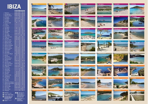 Playas Y Calas De Ibiza - Islas Baleares - Lámina 45x30 Cm.