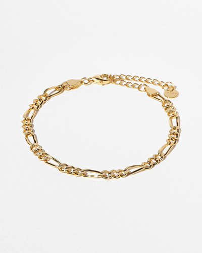 Pulsera Cadena Figaro 4mm Enchape Oro 14k