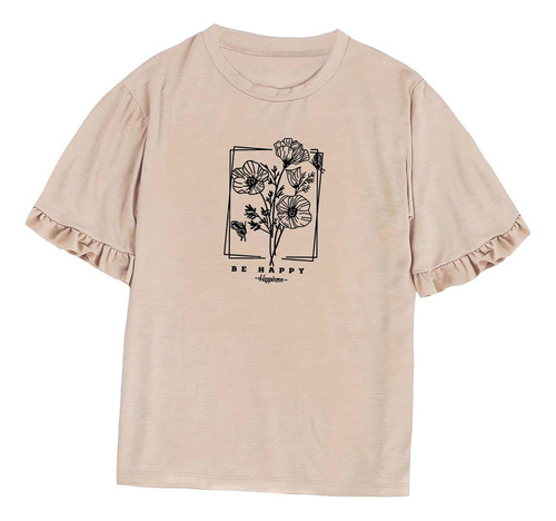 Camiseta Con Estampado De Flores Para Mujer, Camisetas Para