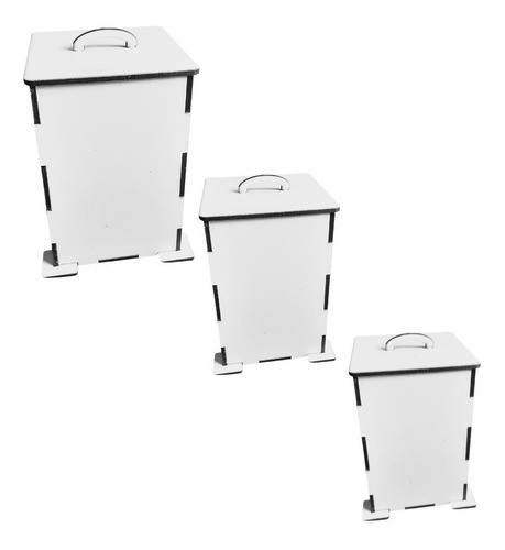 Imagem 3 de 7 de Kit Higiene Bebê Liso 8 Peças Branco/cru Mdf